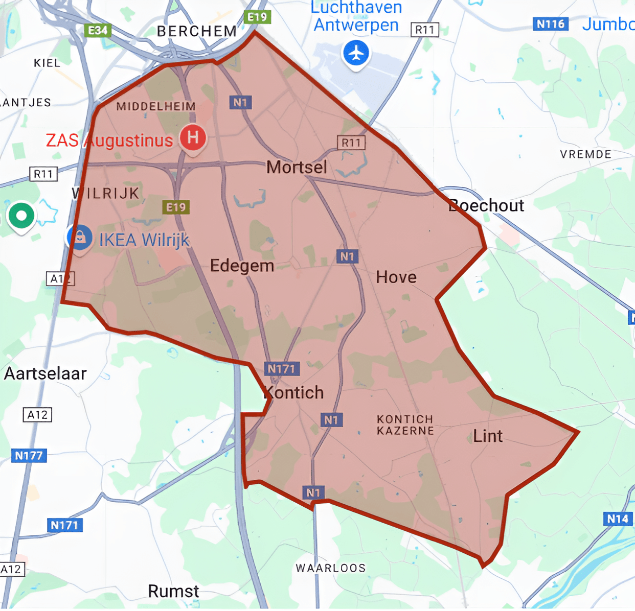 Kaart van regio's waar Helderzorg actief is